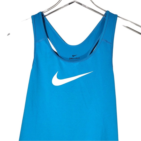 Nike Womens Dri-Fit Racerback Athletic Workout Loose Fit Tank Top in Blue - Picture 2 of 10